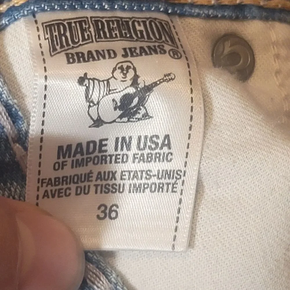 True Religion Geno Super T Mens Straight Jeans Blue 100% Cotton USA Made Size 36